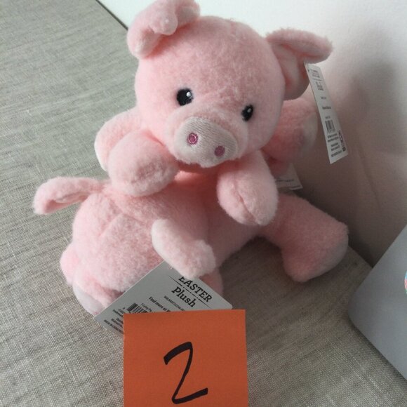 Lot of 2 Way to Celebrate Easter Small Lying Pink Pig Plush Stuffed Animal Toy - Picture 8 of 8